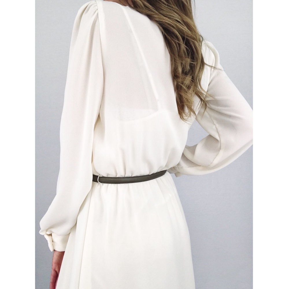 Vintage Sheer Ruffle Midi Dress in Ivory | Size S/M - Picture 12 of 15